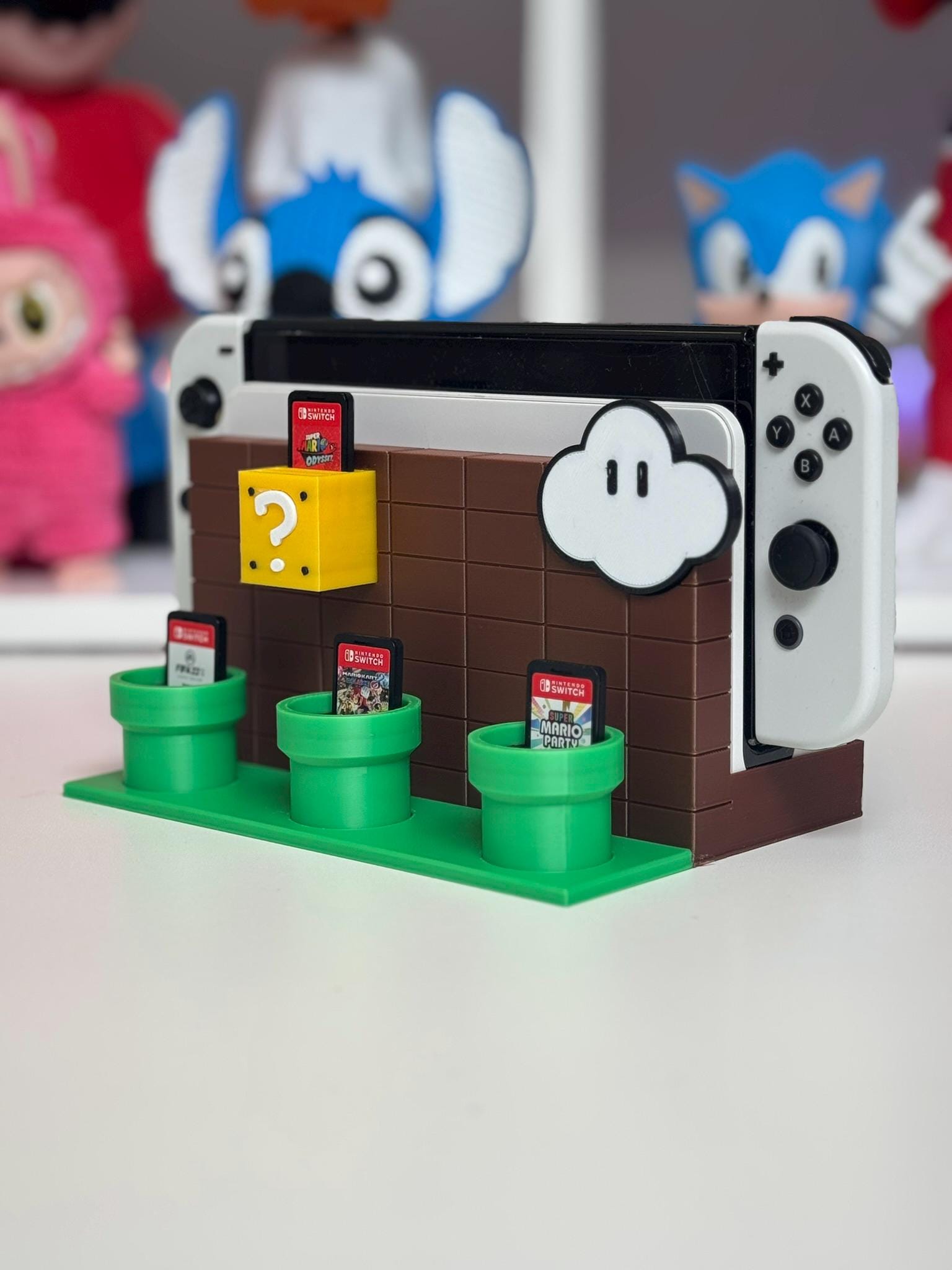 Base Nintendo Switch inspirada en Super Mario, soporte para organizar 12 cartuchos y consola, para juegos dock estación base