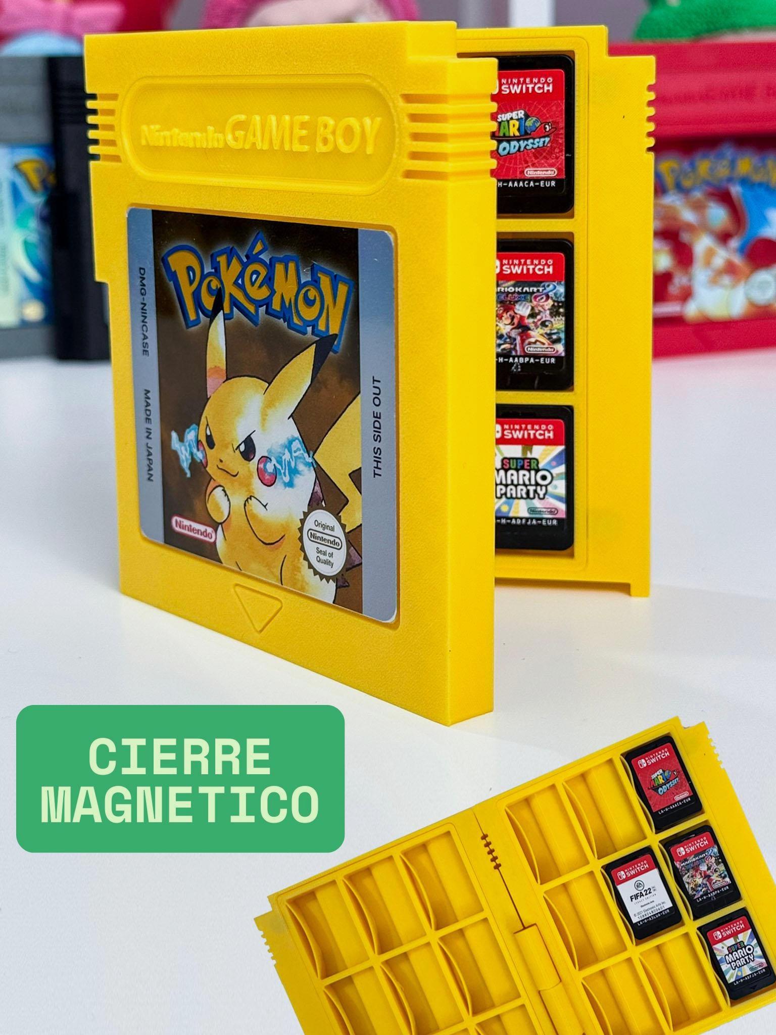 Estuche  para juegos de Nintendo Switch con forma de cartucho de Gameboy diseño Pikachu, Nintendo Switch game case - desing cartridge style