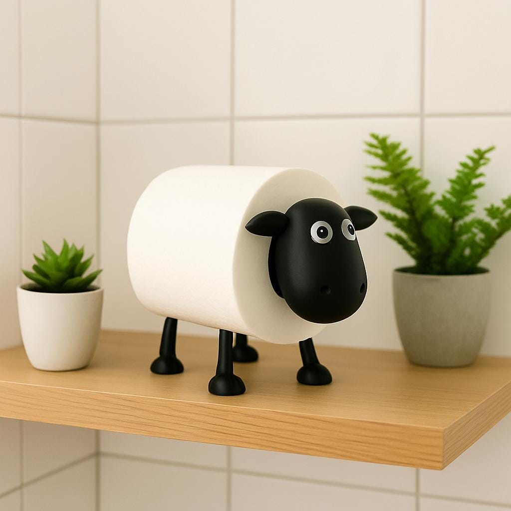 Portarrollos papel higiénico con forma de oveja | Decoración para baño | Papel para baño oveja