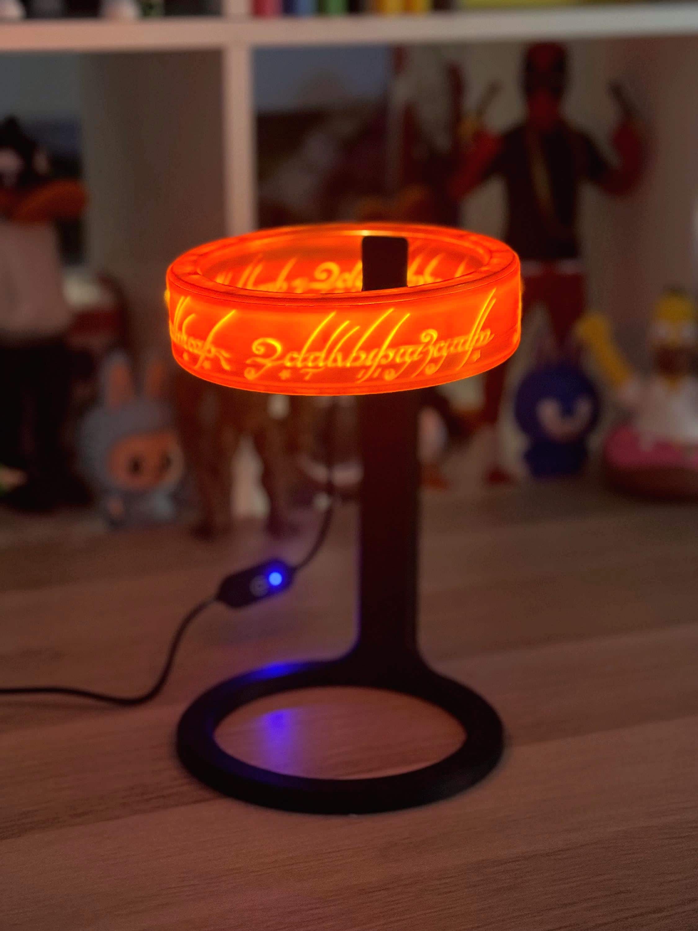 Lámpara inspirada en El Señor de los Anillos con iluminación Led - Decoración Anillo único para coleccionistas